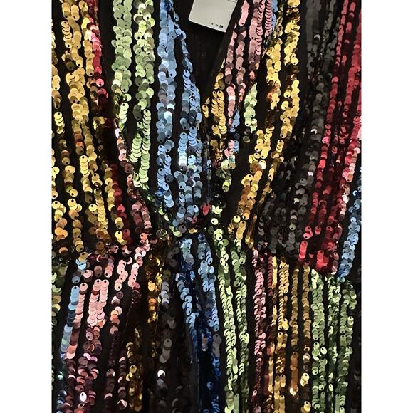 MNG Mango Multicolored Sequin Sheath Kimono Sleeve Party Cocktail Dress NWT - Picture 9 of 16